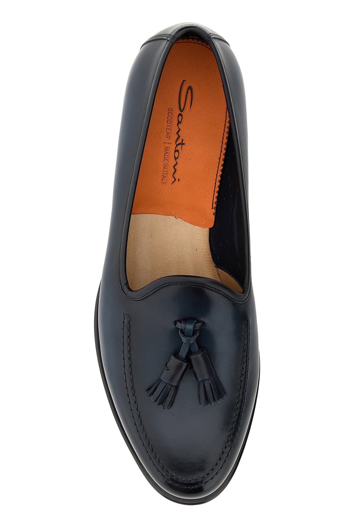 Dark blue leather Andrew loafers - 4