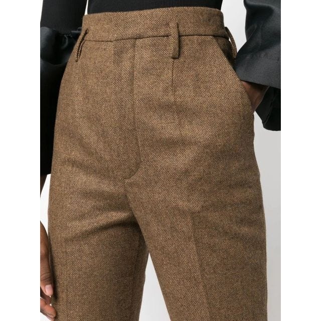 Brown tailored high-waisted pants - 5