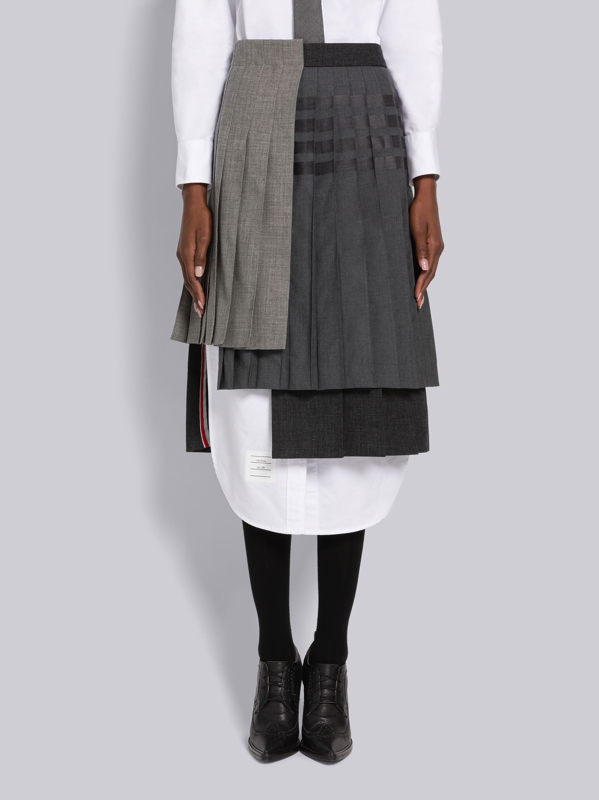 Plain Weave Fresco 4-Bar Multi Pleat Skirt - 1