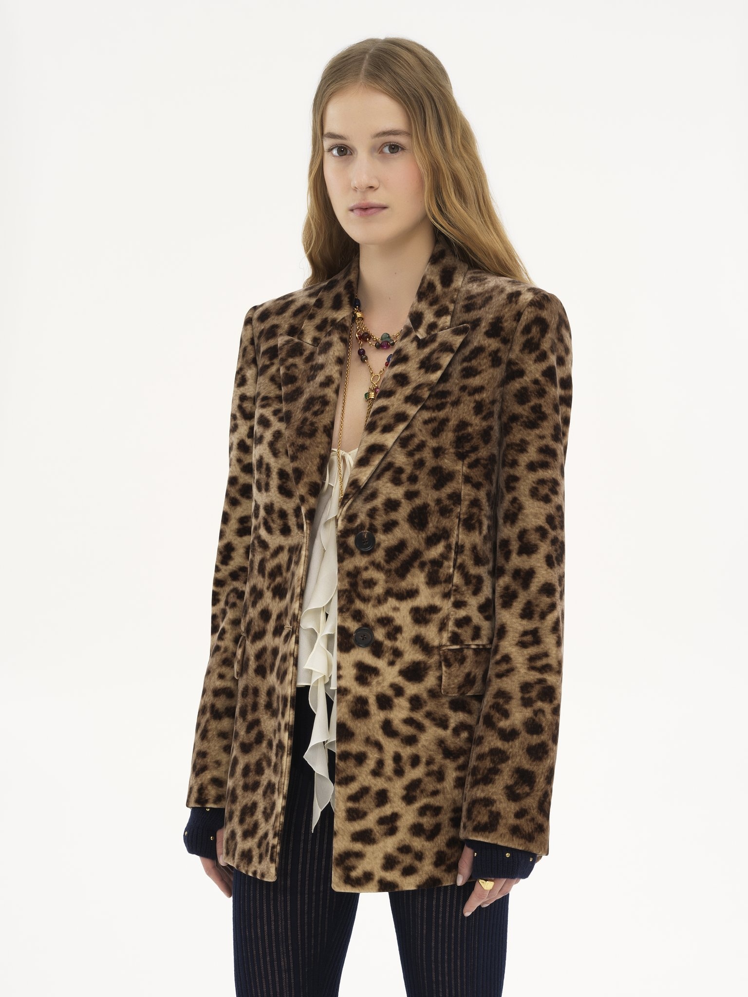 TAILORED JACKET IN LEOPARD-PRINT VELVET - 4