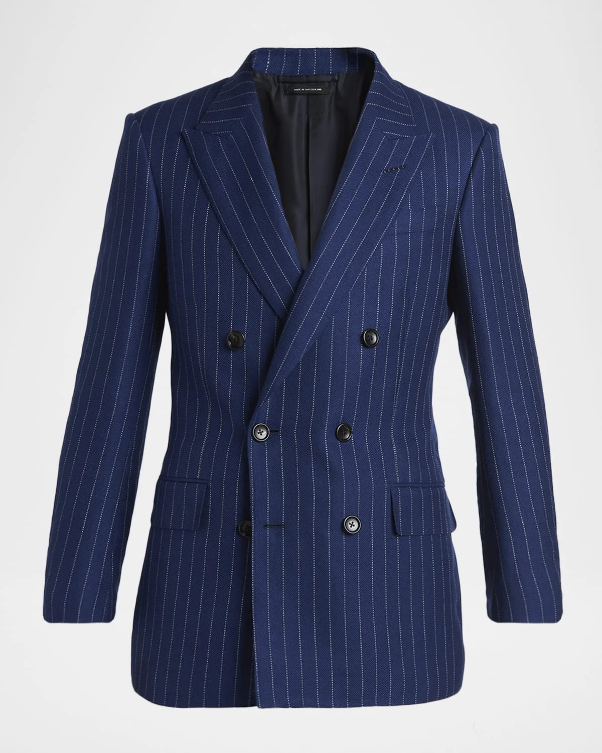 Pinstripe Wool/Linen/Silk Double-Breasted Blazer - 1