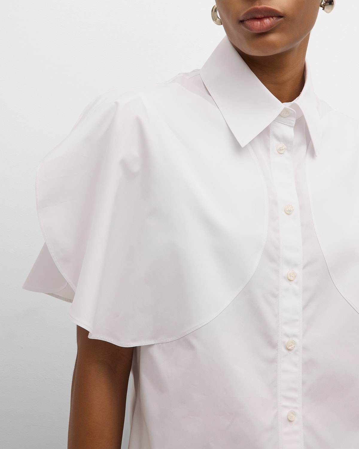 Round Flutter-Sleeve Collared Shirt - 5