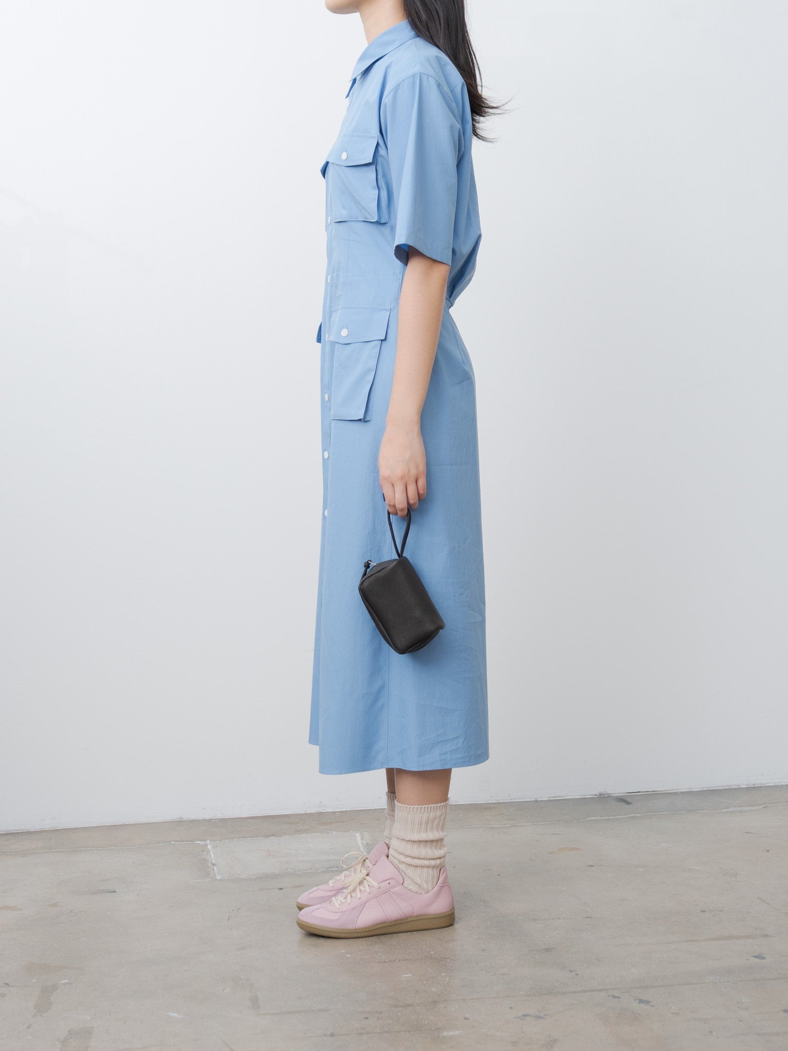 Washed Finx Twill Shirt Dress - Blue - 10