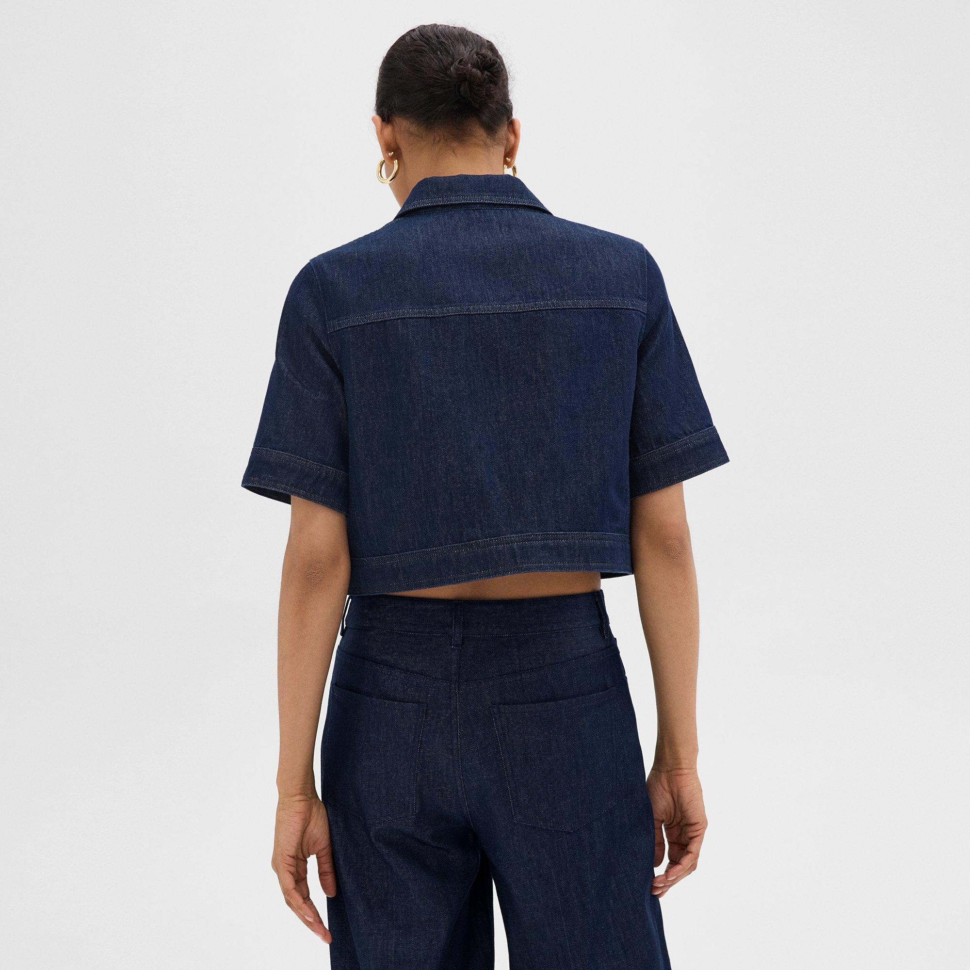 Boxy Short-Sleeve Jacket in Denim - 4