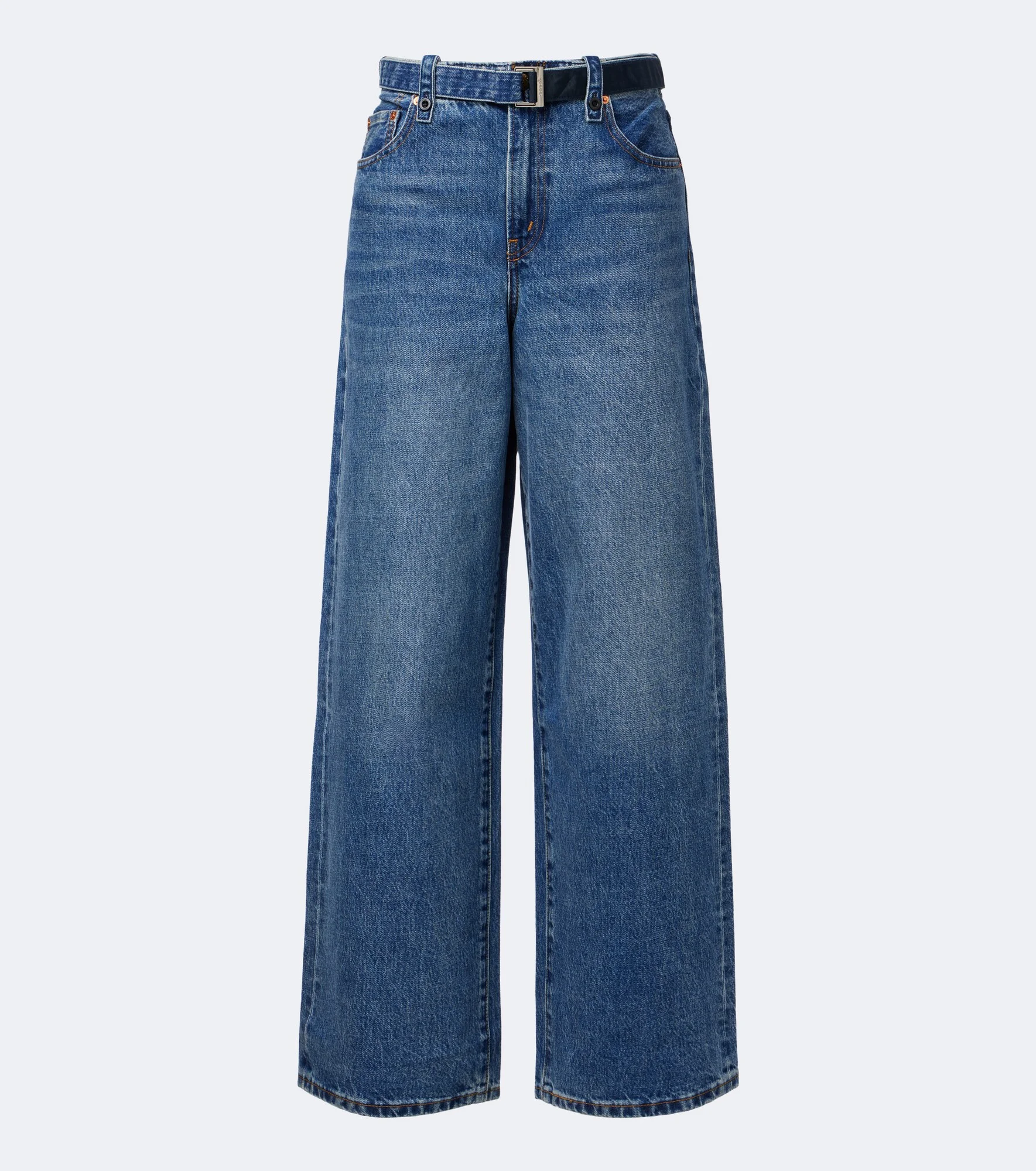 Belted wide-leg jeans - 1