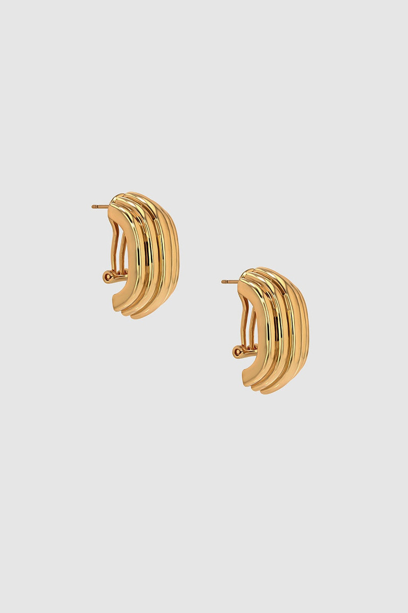 Chunky Ribbed Earrings - Gold 3