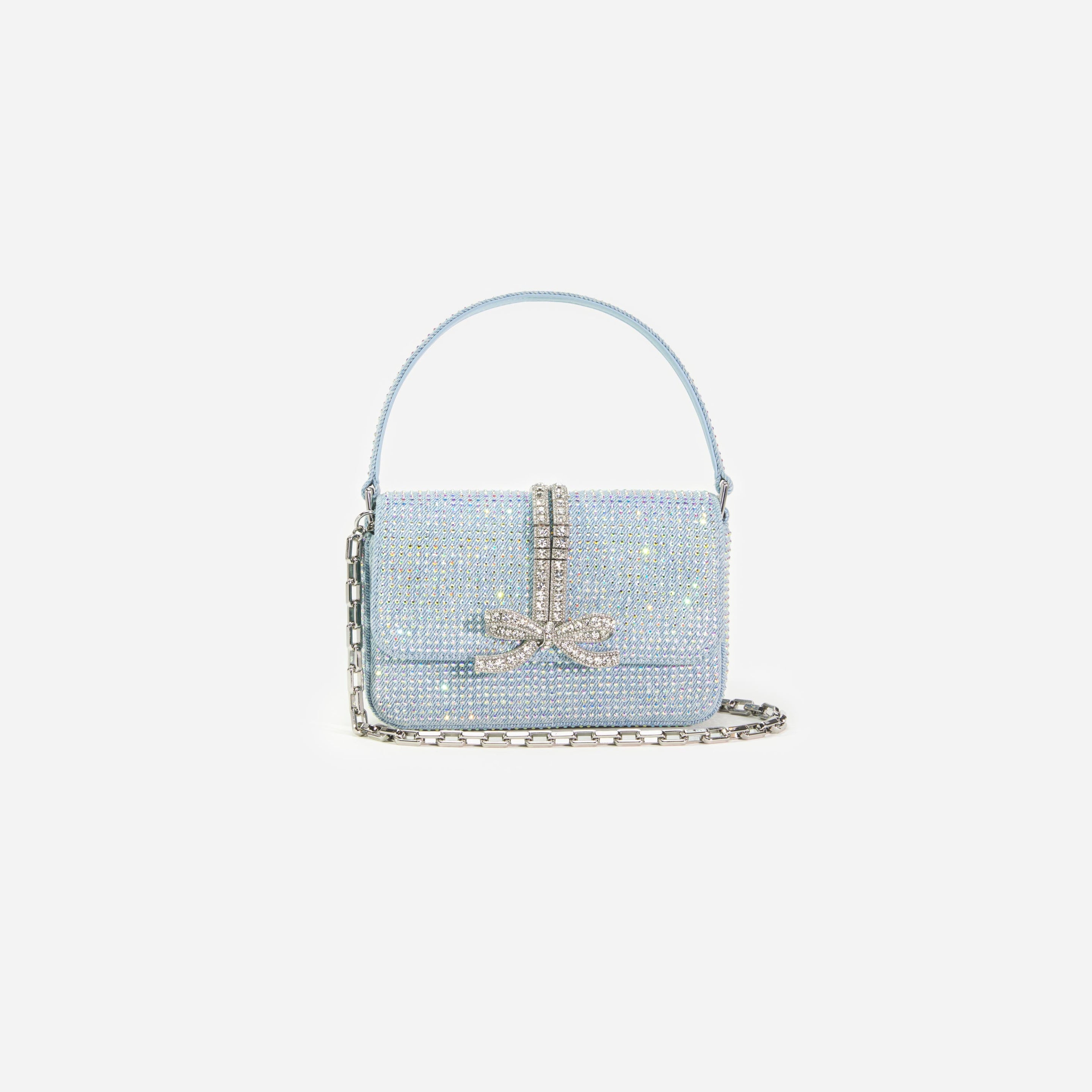 Blue Rhinestone Denim Micro Bag - 4