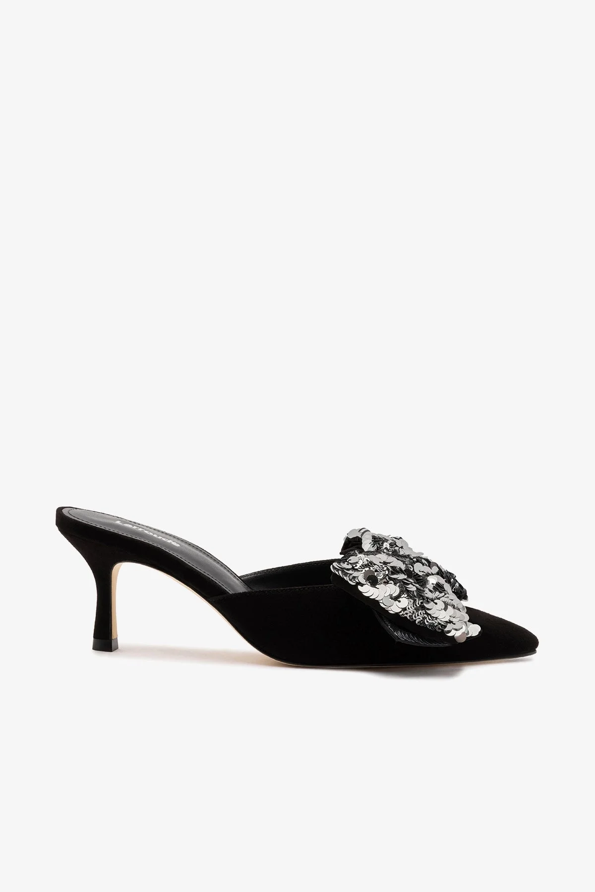 Mini Elle Pump In Black Suede and Silver Sequins - 1