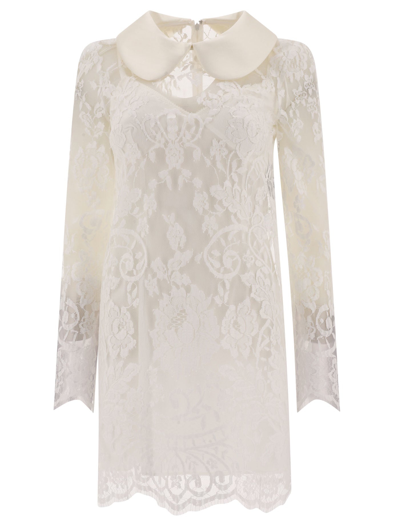 Dolce & Gabbana Lace Dress With Satin Collar - 1