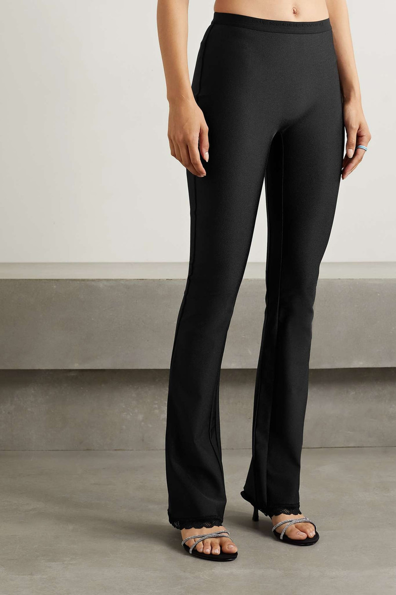Lace-trimmed stretch flared leggings 3