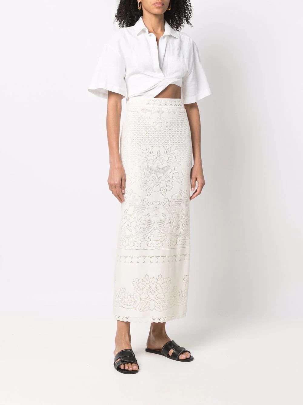 high-waisted heavy lace skirt - 3