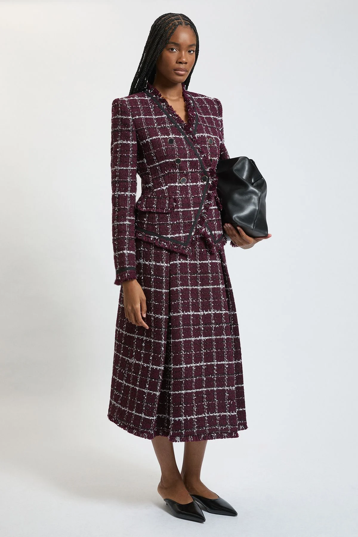 Sparkle Tweed Full Midi Skirt - 1
