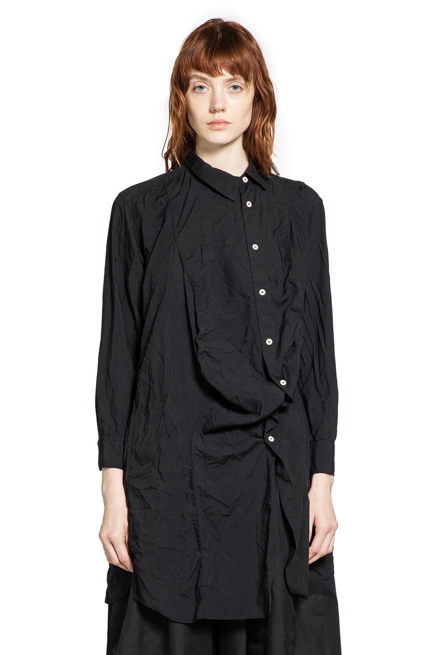 Long Asymmetric Crinkled Nylon Shirt - 1