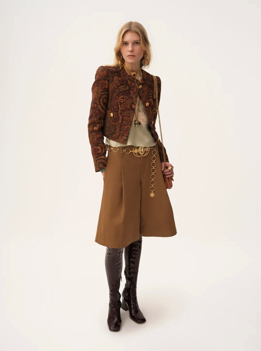 Chloé Women Brown Bermuda Pants With Belt Loops And Wide Leg In Cotton Woman - 4
