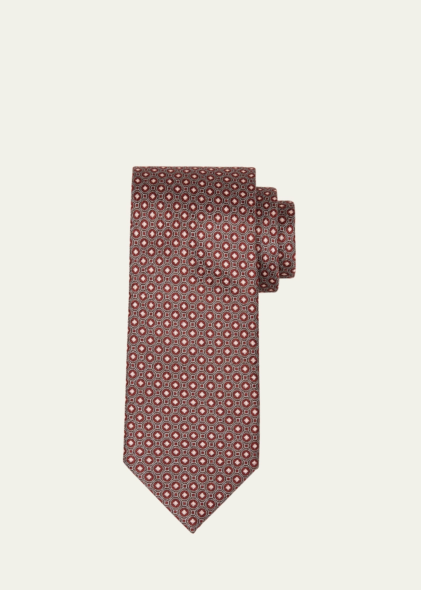 Men's Circle-Print Silk Tie - 1