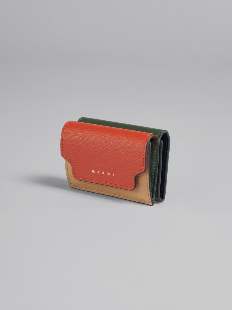 Marni BROWN MULTICOLOUR SAFFIANO LEATHER TRI-FOLD WALLET outlook