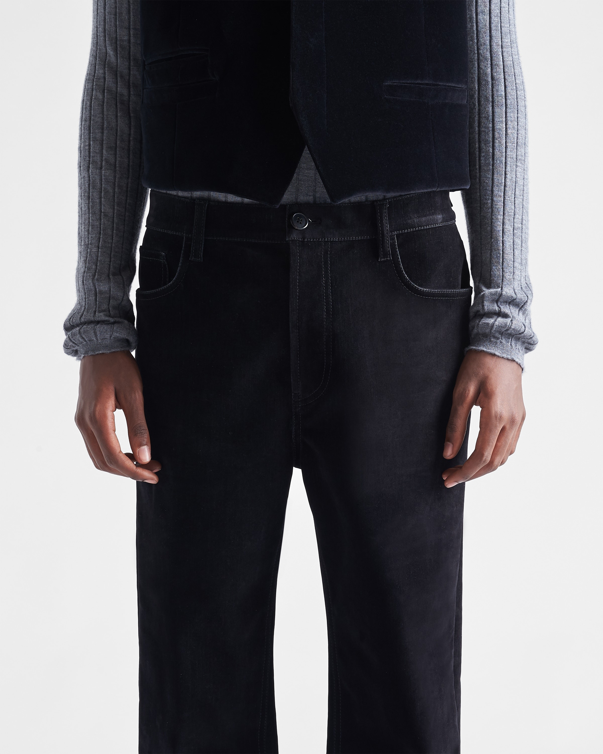 Five-pocket velvet denim trousers - 3
