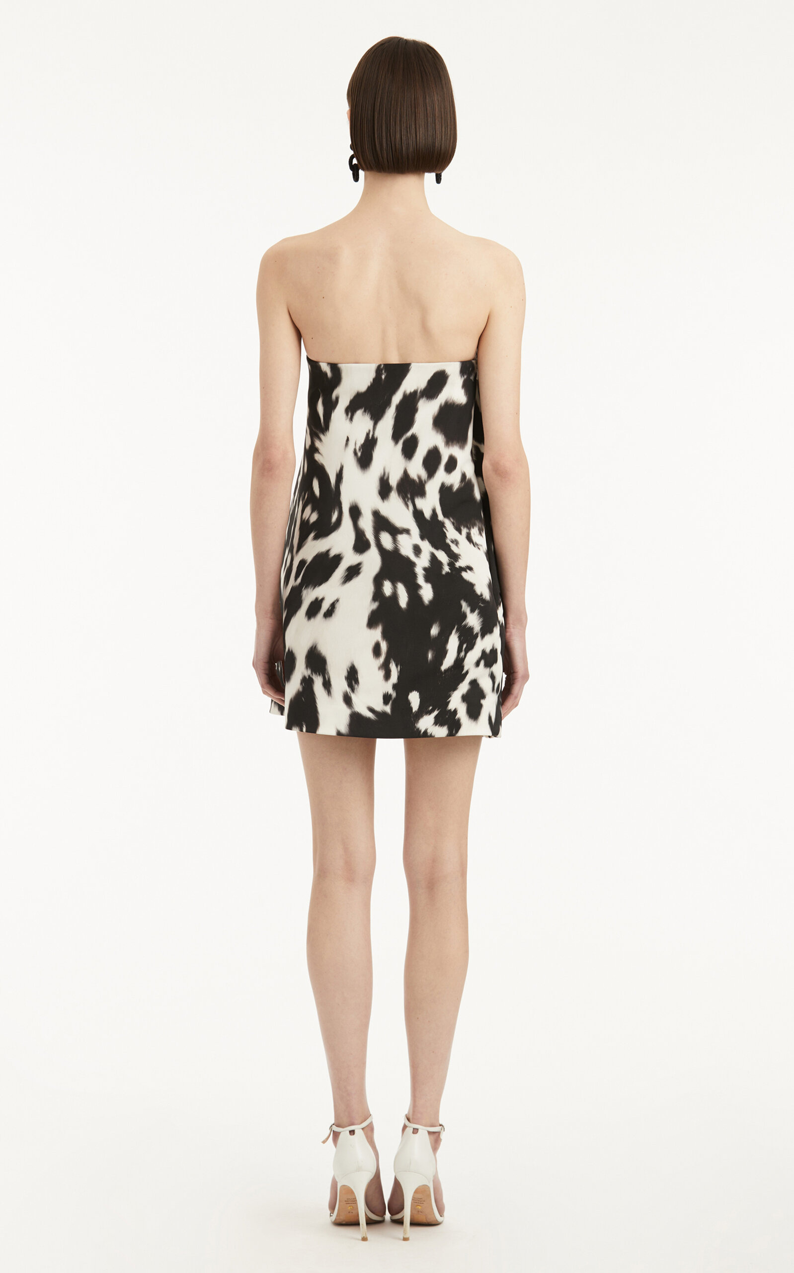 Asymmetric Crepe Mini Dress black/white - 5