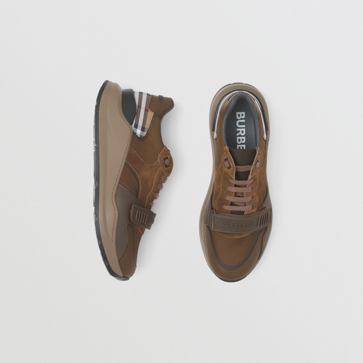 Leather, Suede and Check Sneakers - 6