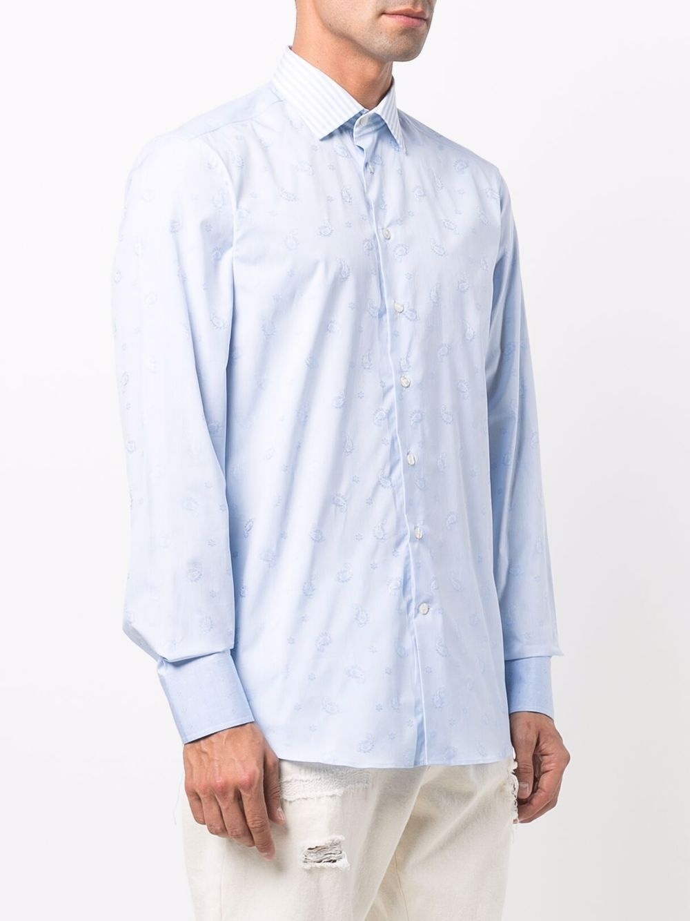 contrast-collar cotton shirt - 3