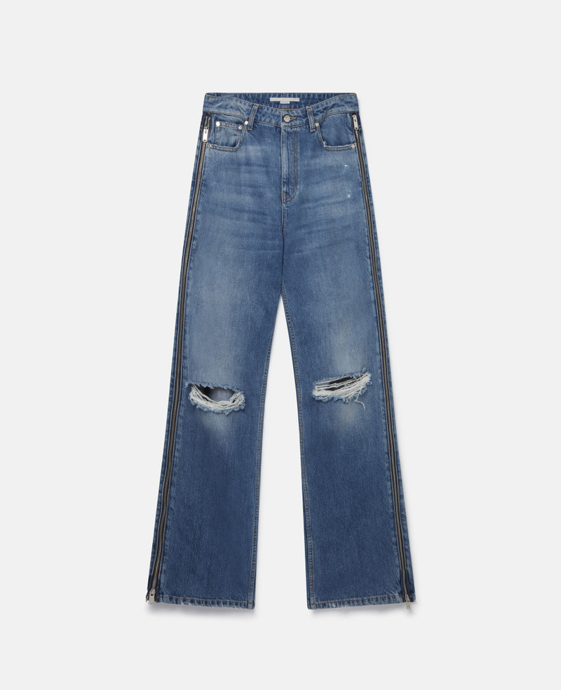 Vintage Wash Zip Straight Leg Jeans 1