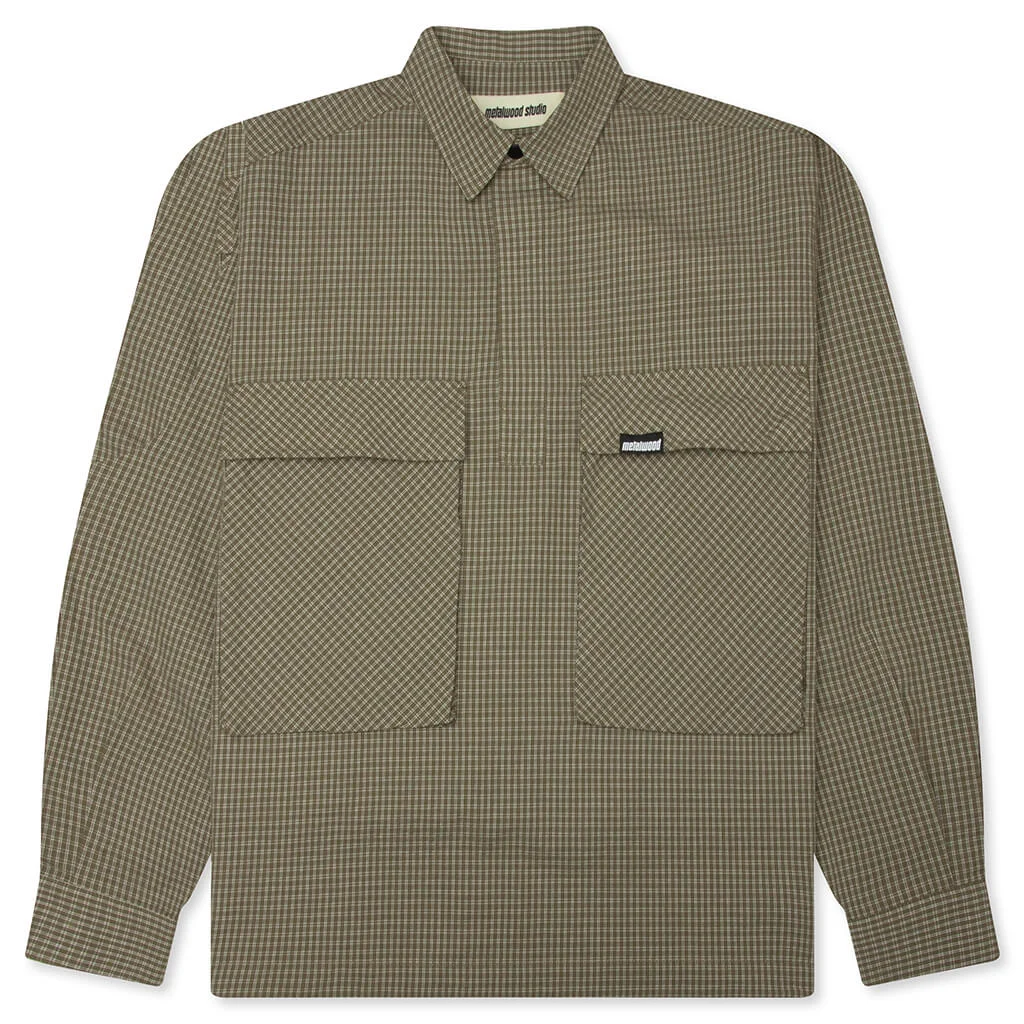 PLAID TACTICAL OVERSHIRT - GREEN/WHITE - 1