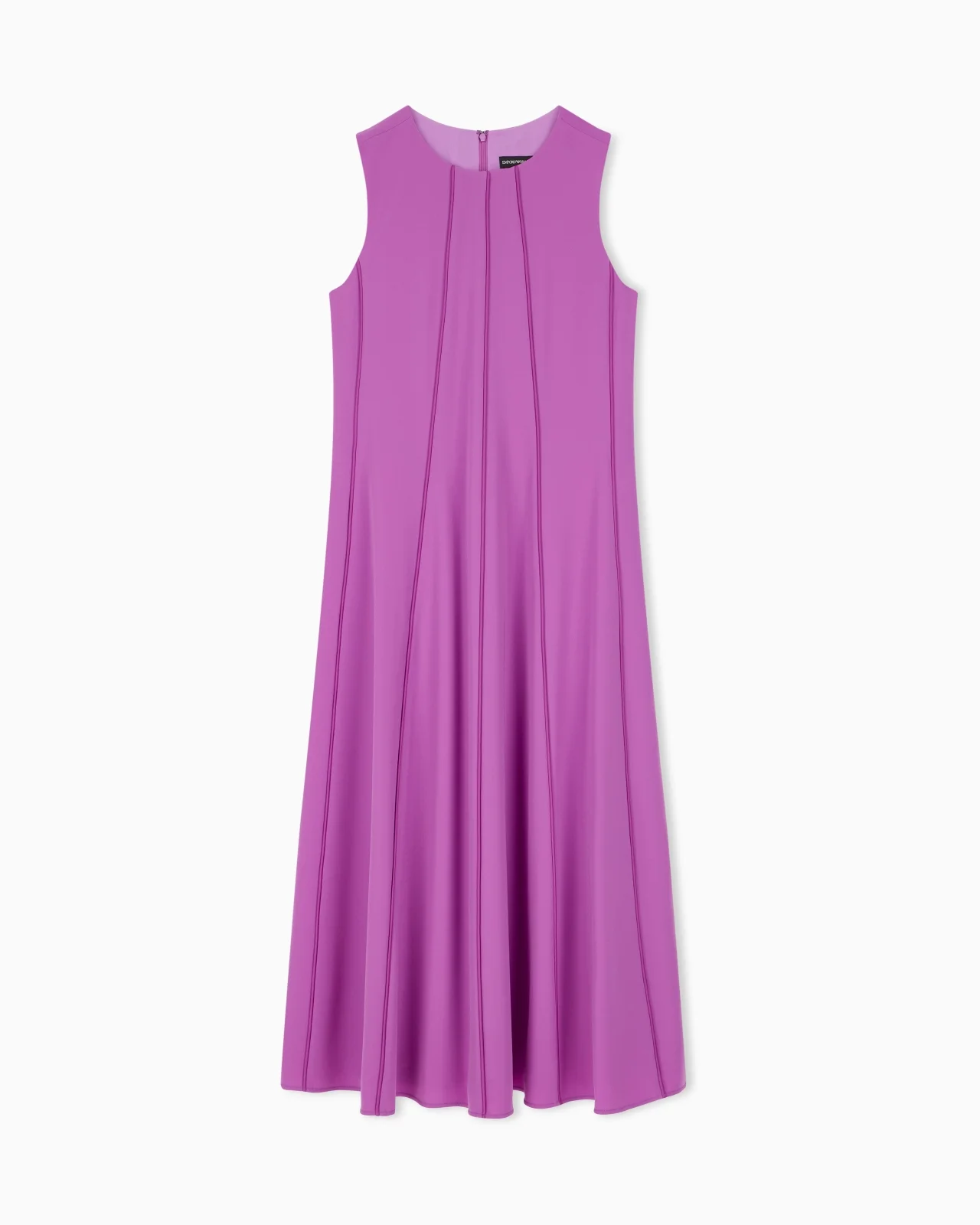 SLEEVELESS DRESS IN TECHNO CADY WITH VERTICAL PIPING - 1