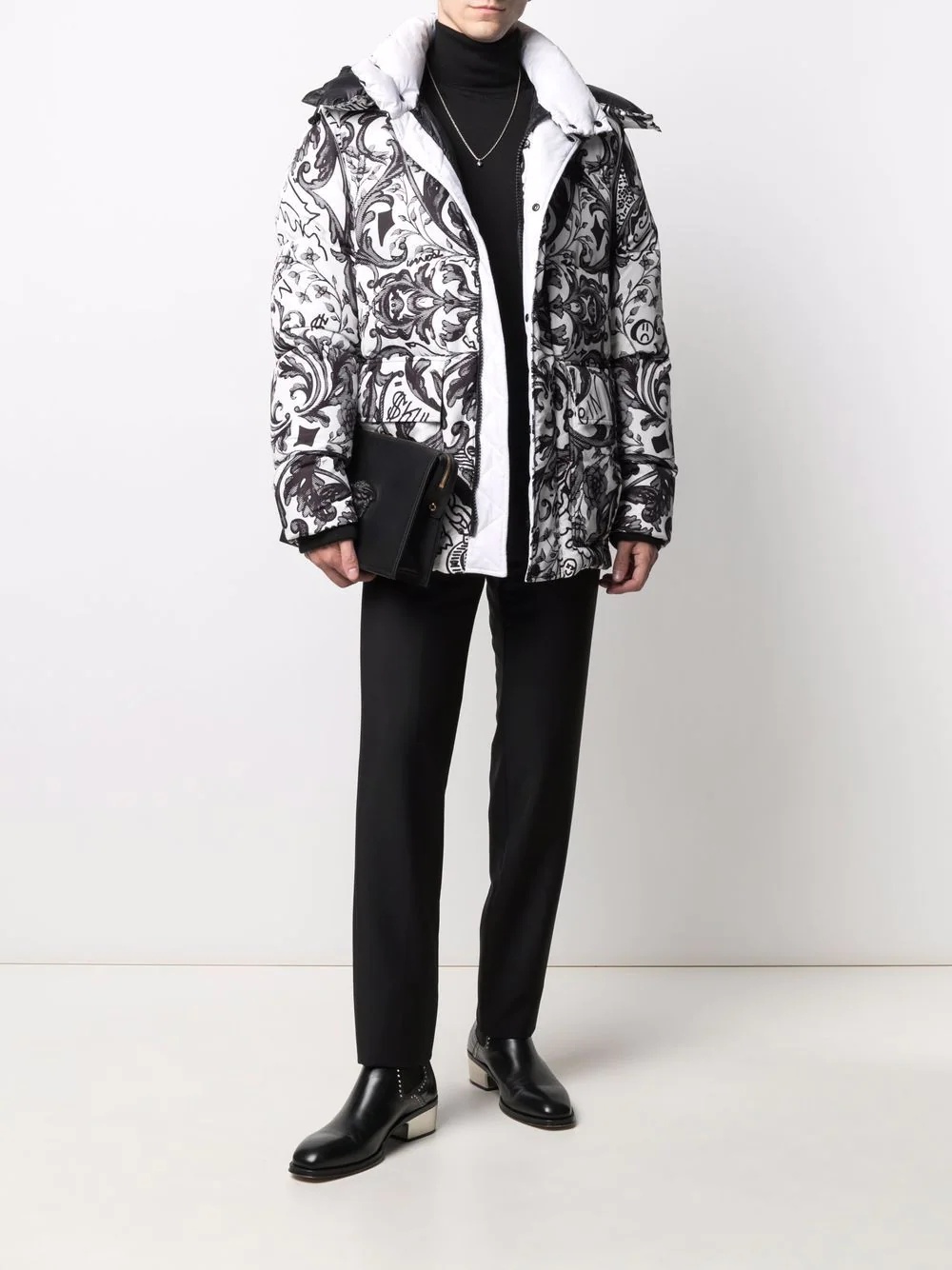 New Baroque-print down coat - 2