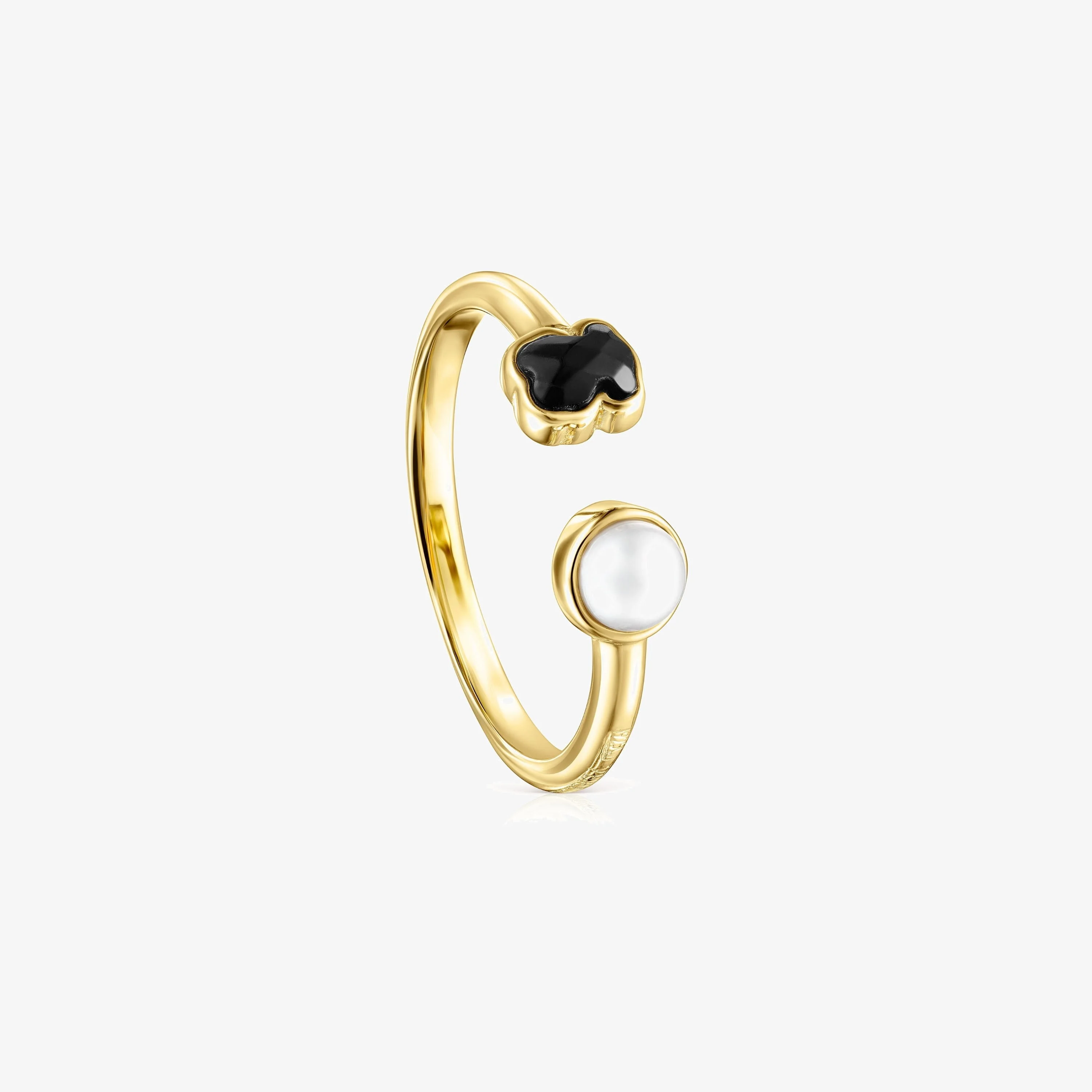 Glory Ring in 18K gold vermeil with Onyx and Pearl - 1