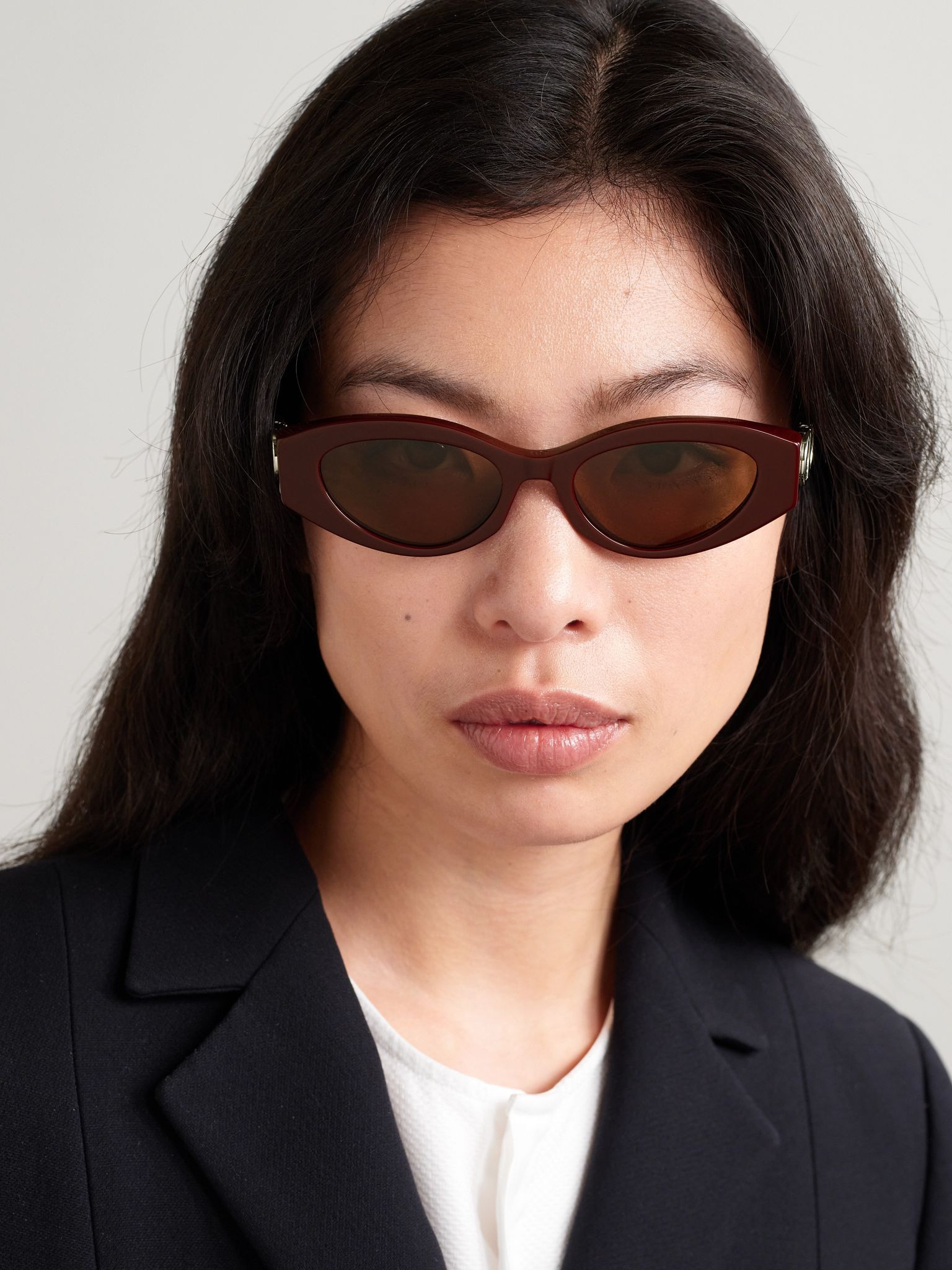 30Montaigne B6I cat-eye acetate and gold- and silver-tone sunglasses Red - 2