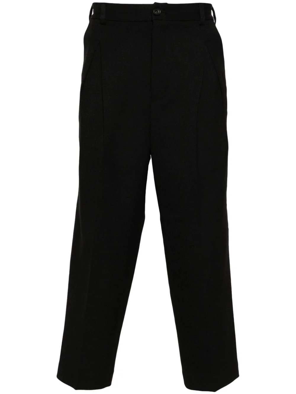 button-fastening cotton tapered trousers - 1
