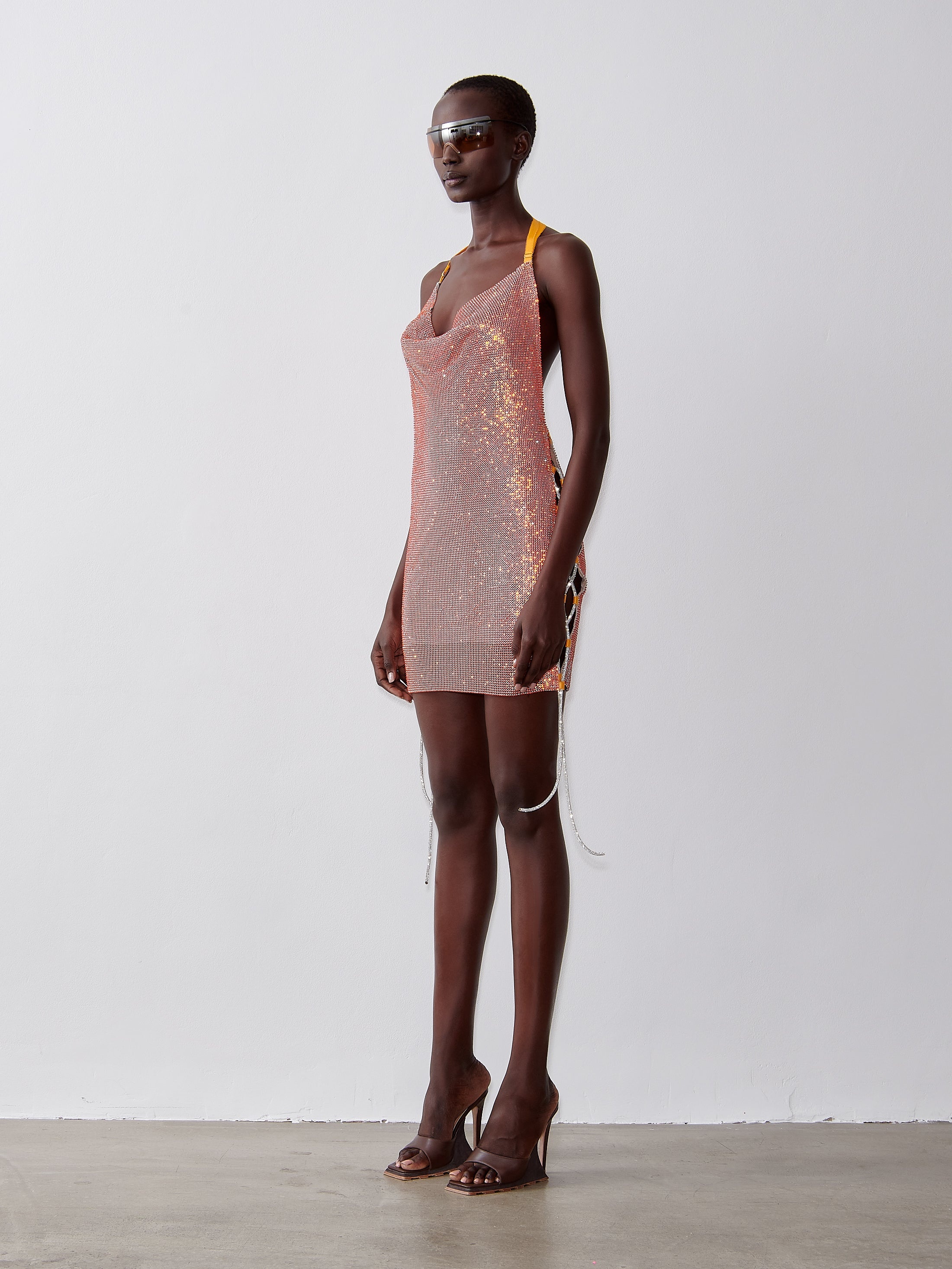 RHINESTONED ZEINA DRESS APEROL SPRITZ - 3