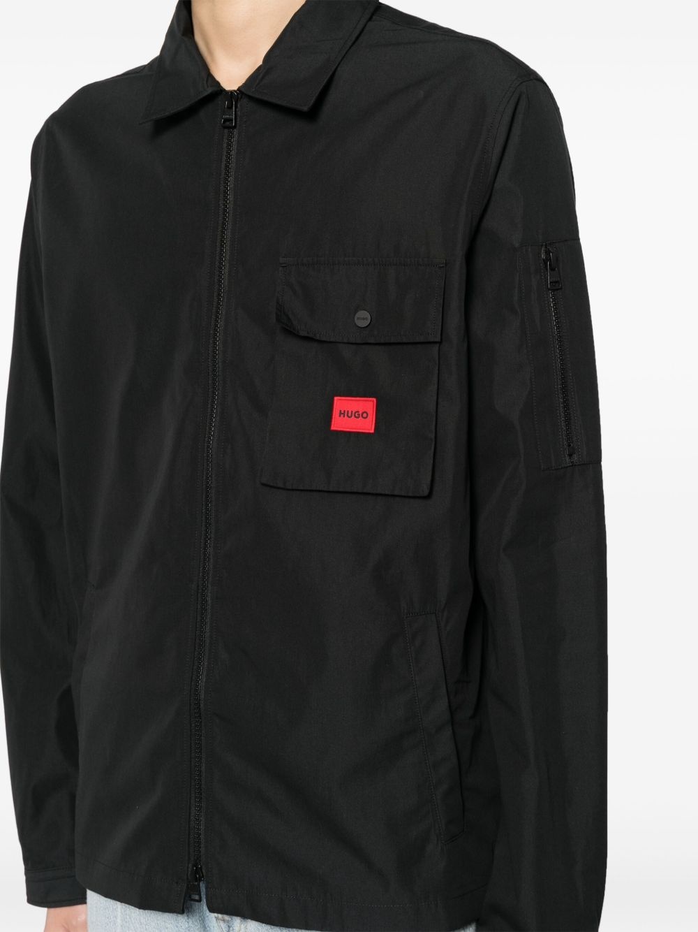 logo-appliqué shirt jacket - 5