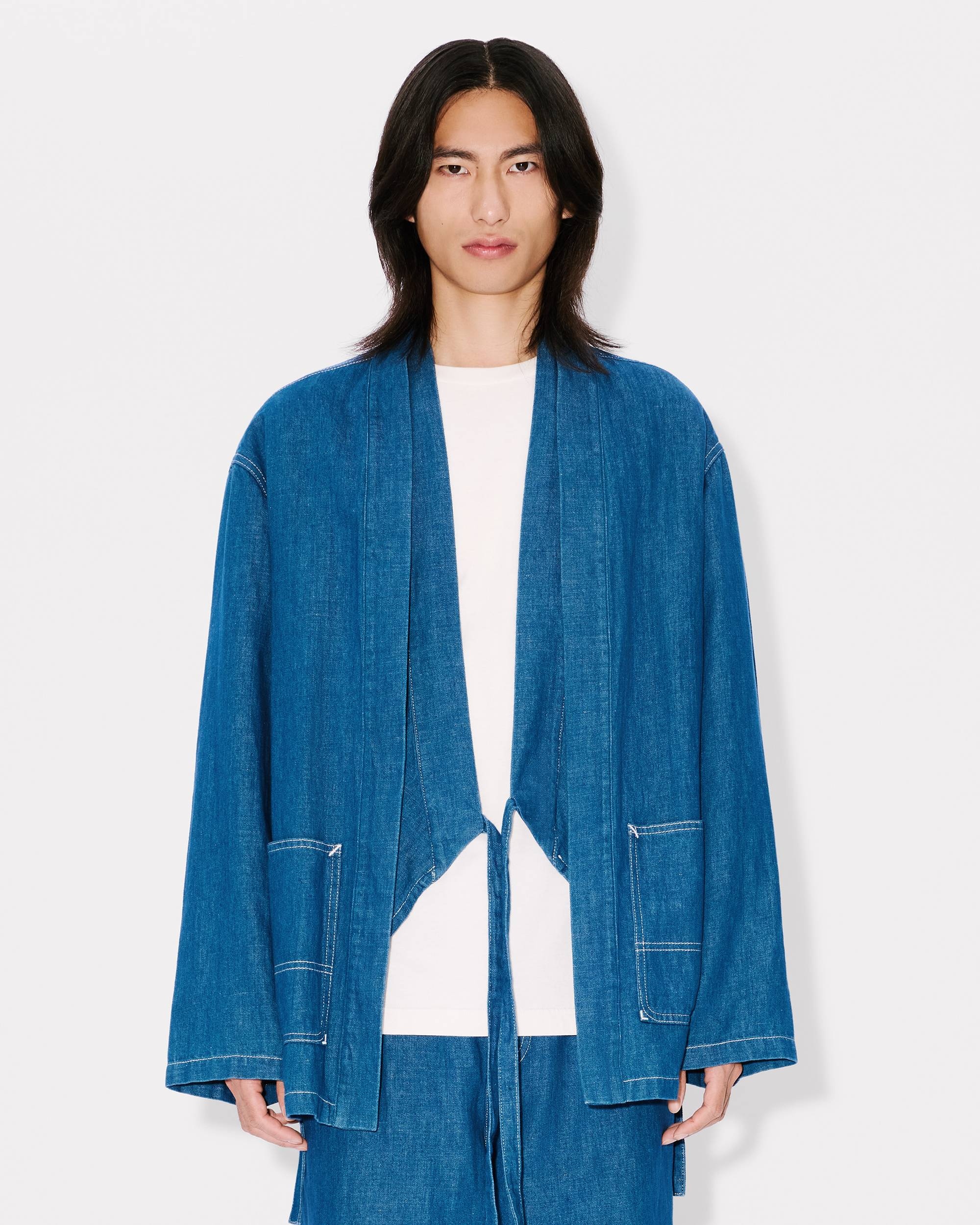 Kimono jacket in japanese linen denim - 2