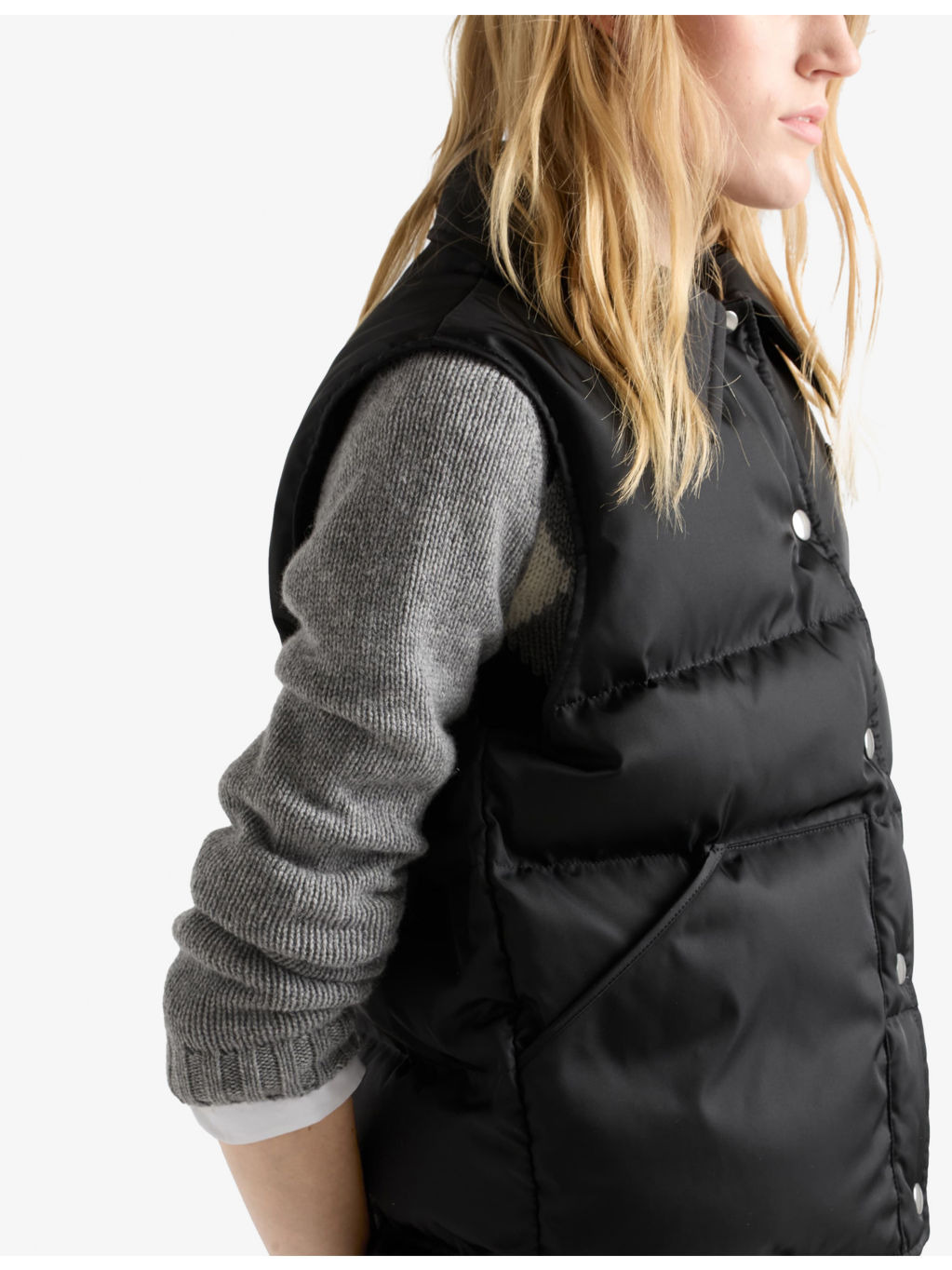 Re Nylon Collared Shell-Down Gilet - 3
