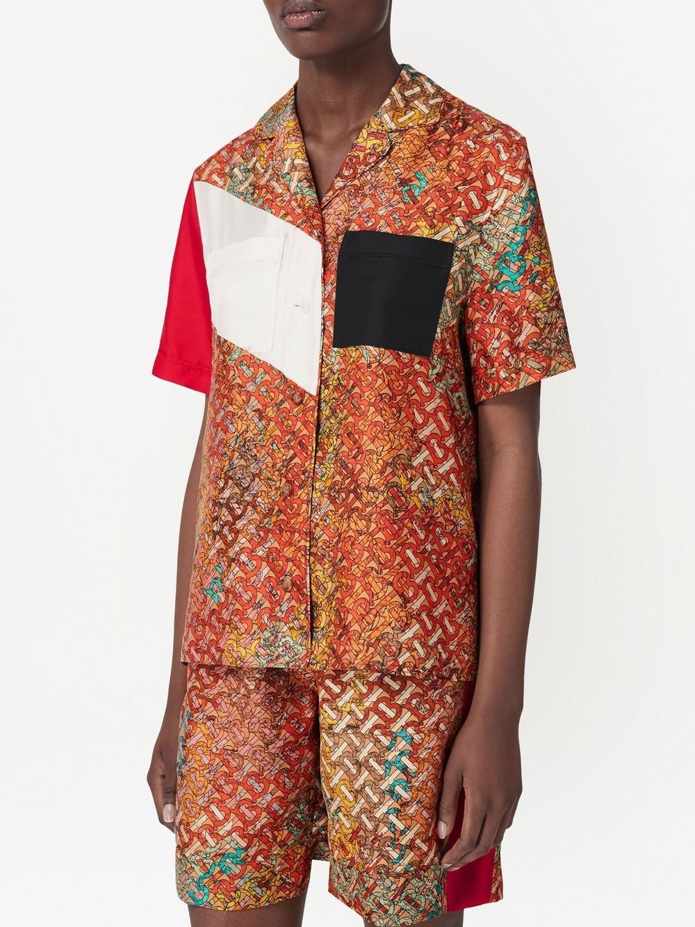 monogram-print silk shirt - 3