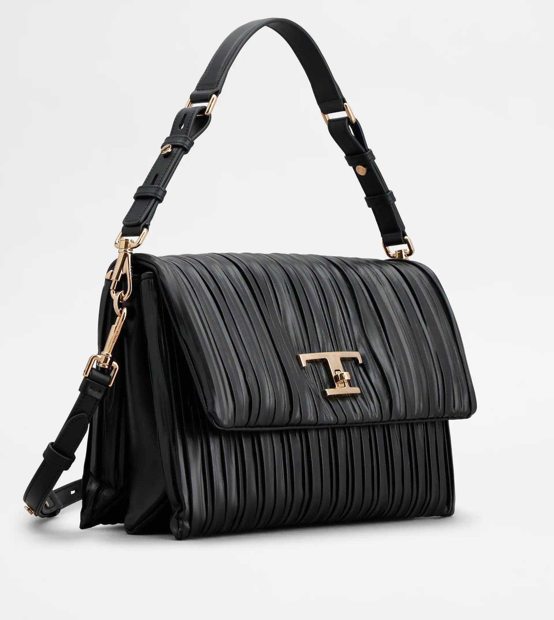 T TIMELESS FLAP BAG IN LEATHER MEDIUM - BLACK - 6