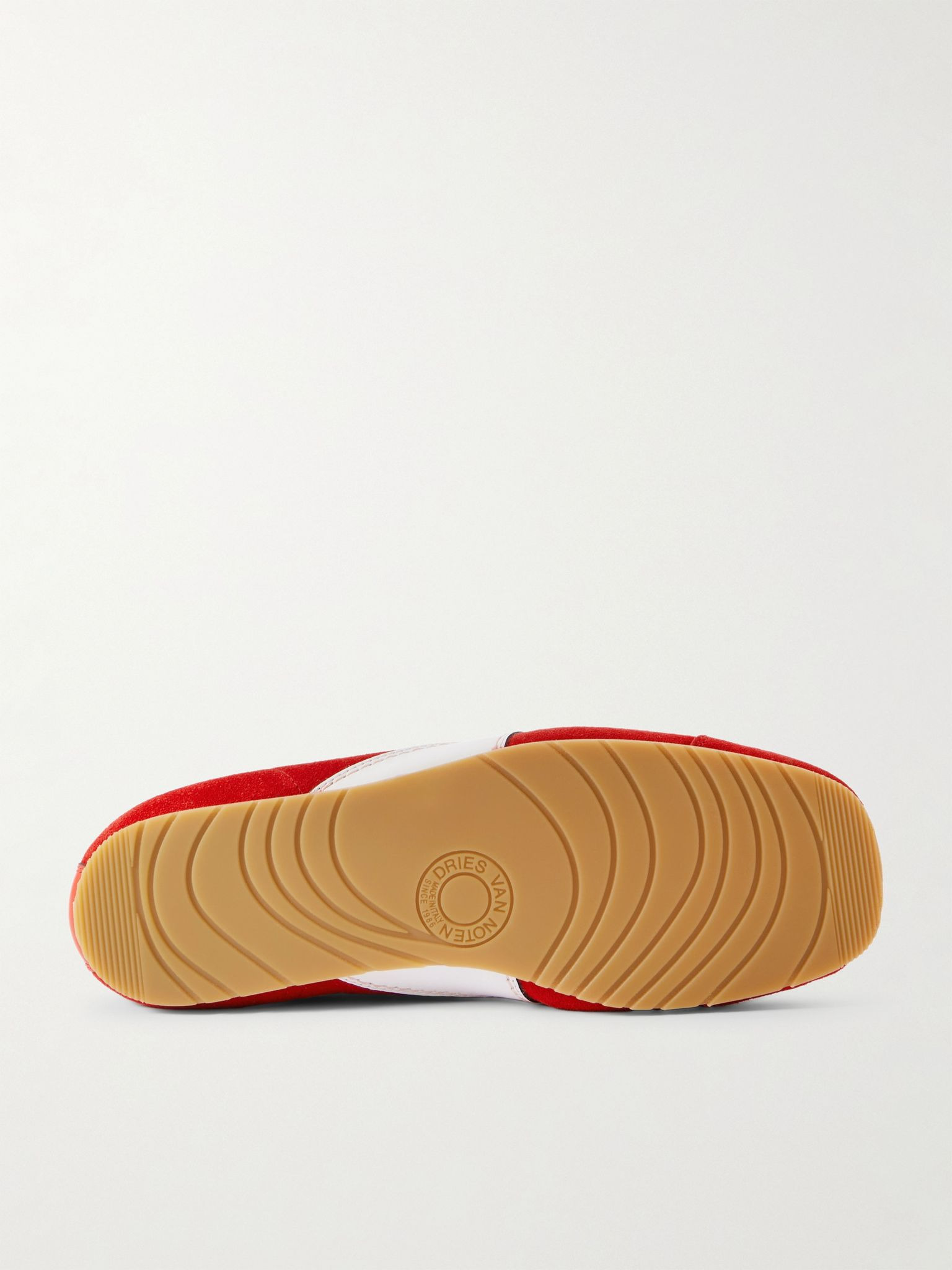 Leather-Trimmed Suede Sneakers Red - 3