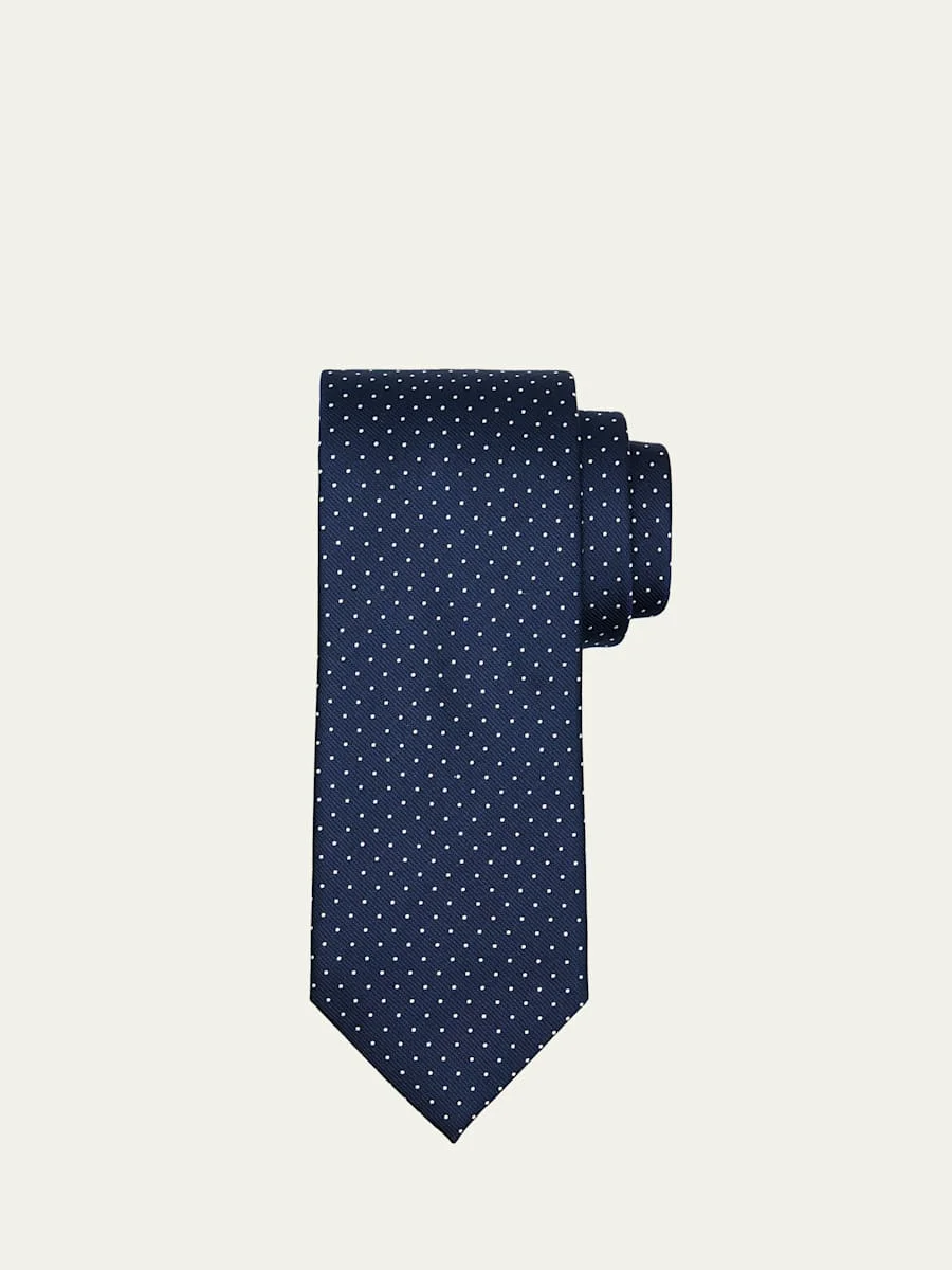 Men's Micro-Polka Dot Silk Tie - 1