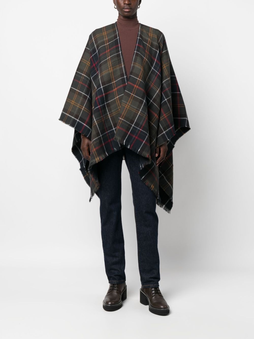 Montieth check-pattern poncho - 2
