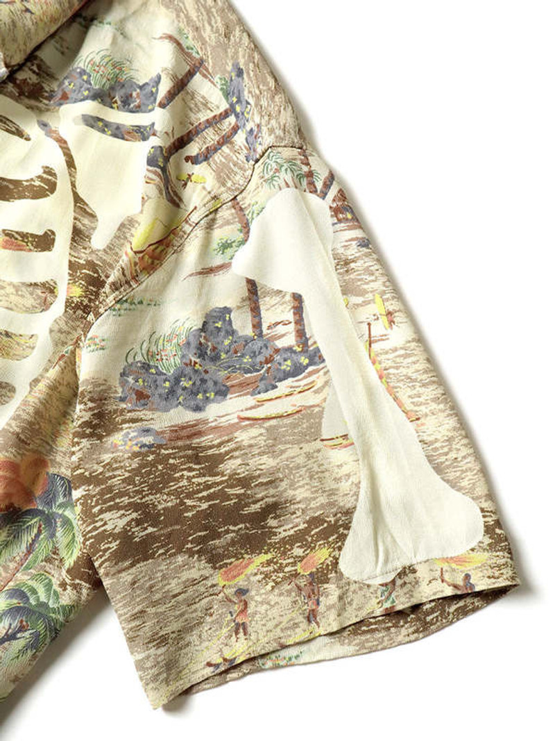 KAPITAL Rayon KAMEKAMEHA BONE Aloha Shirt 'BROWN' 6