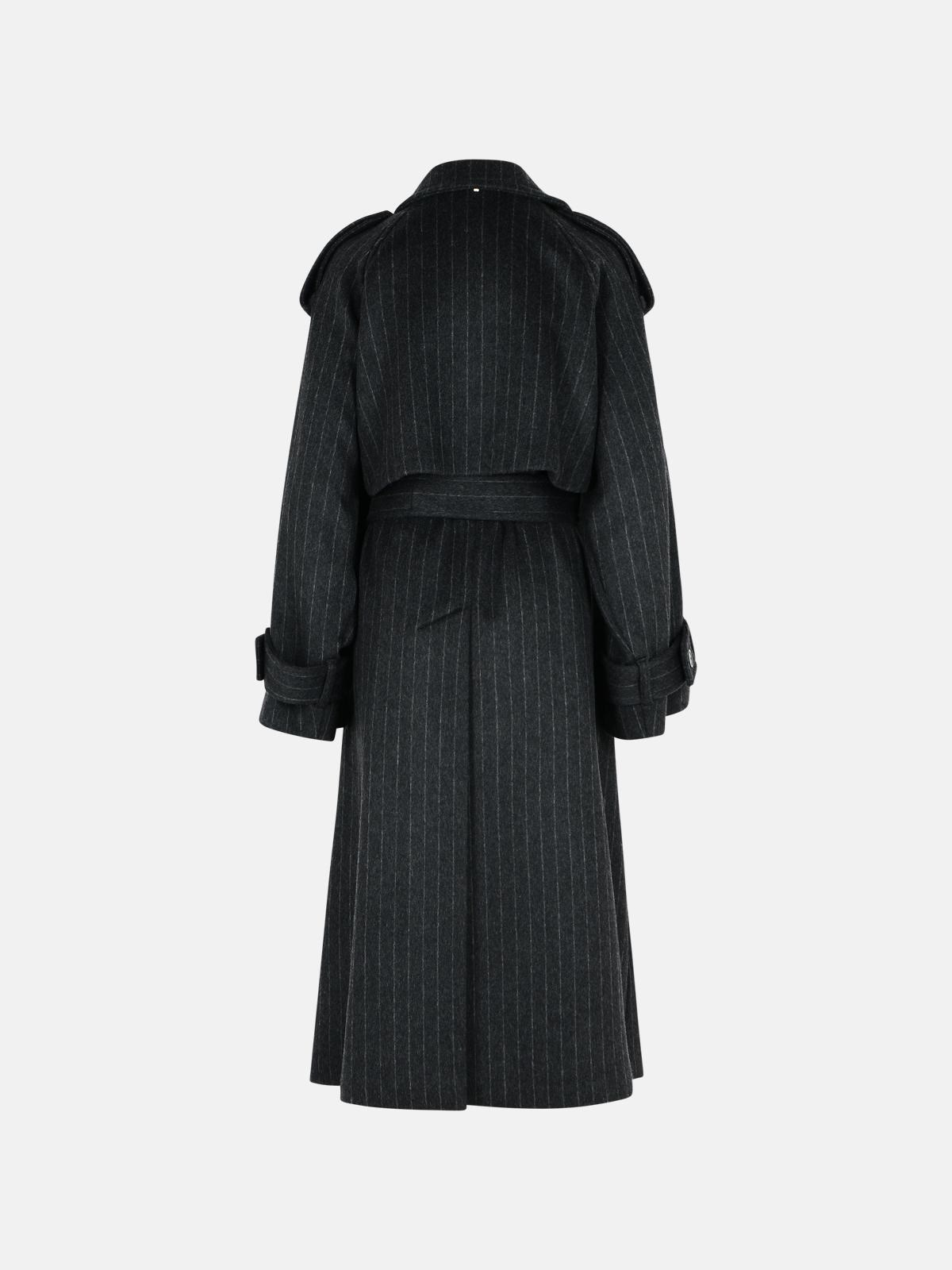 'AROLD' PINSTRIPE TRENCH COAT IN PURE ANTHRACITE WOOL - 3
