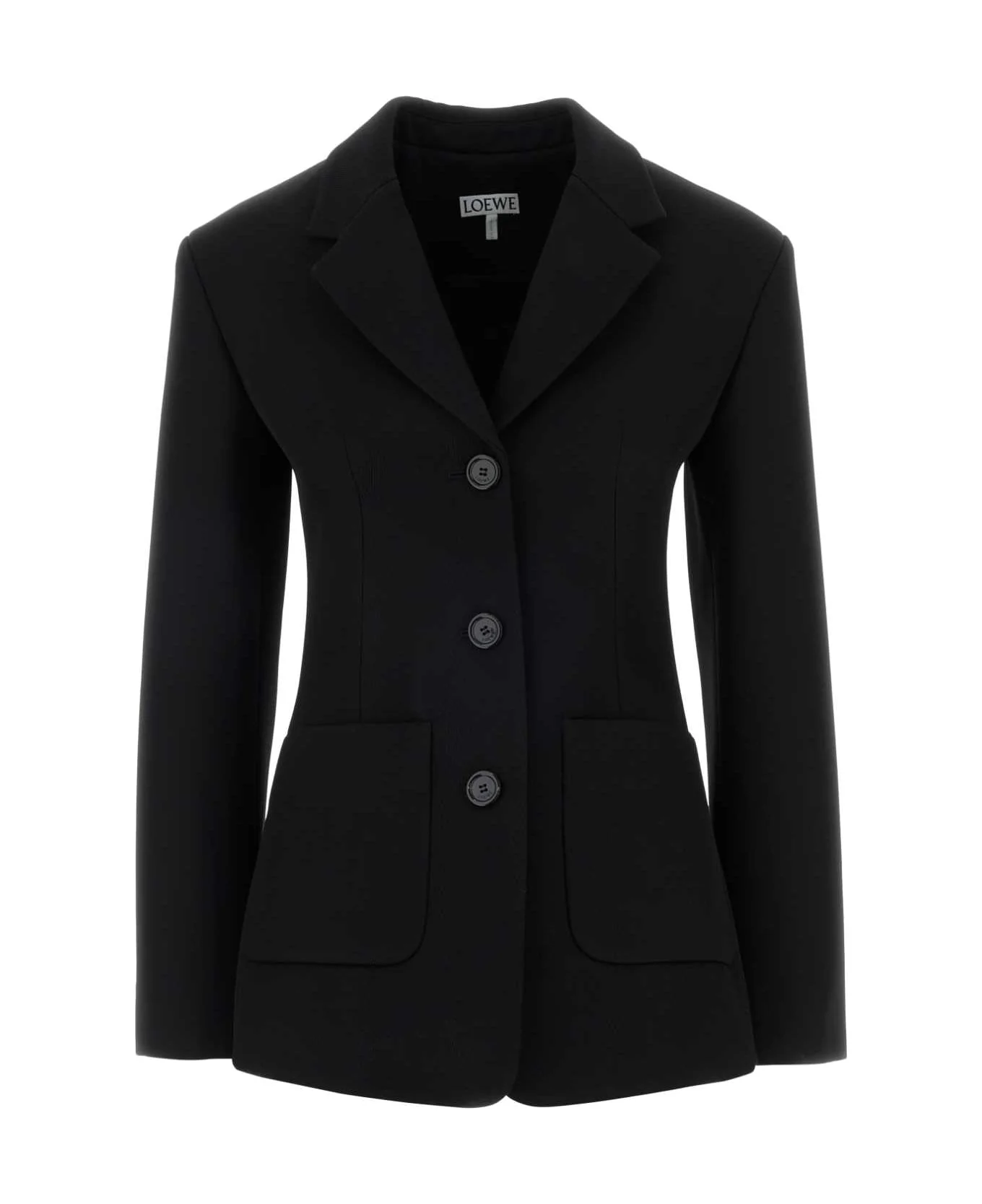 Black Wool Blend Blazer - 1