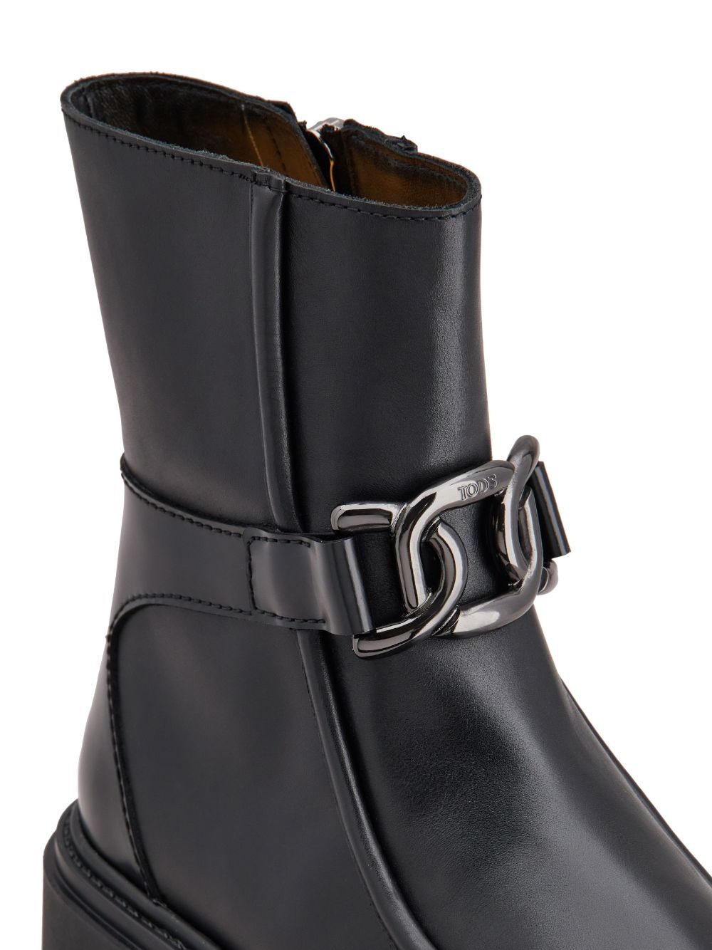 logo-engraved zipped leather boots - 5
