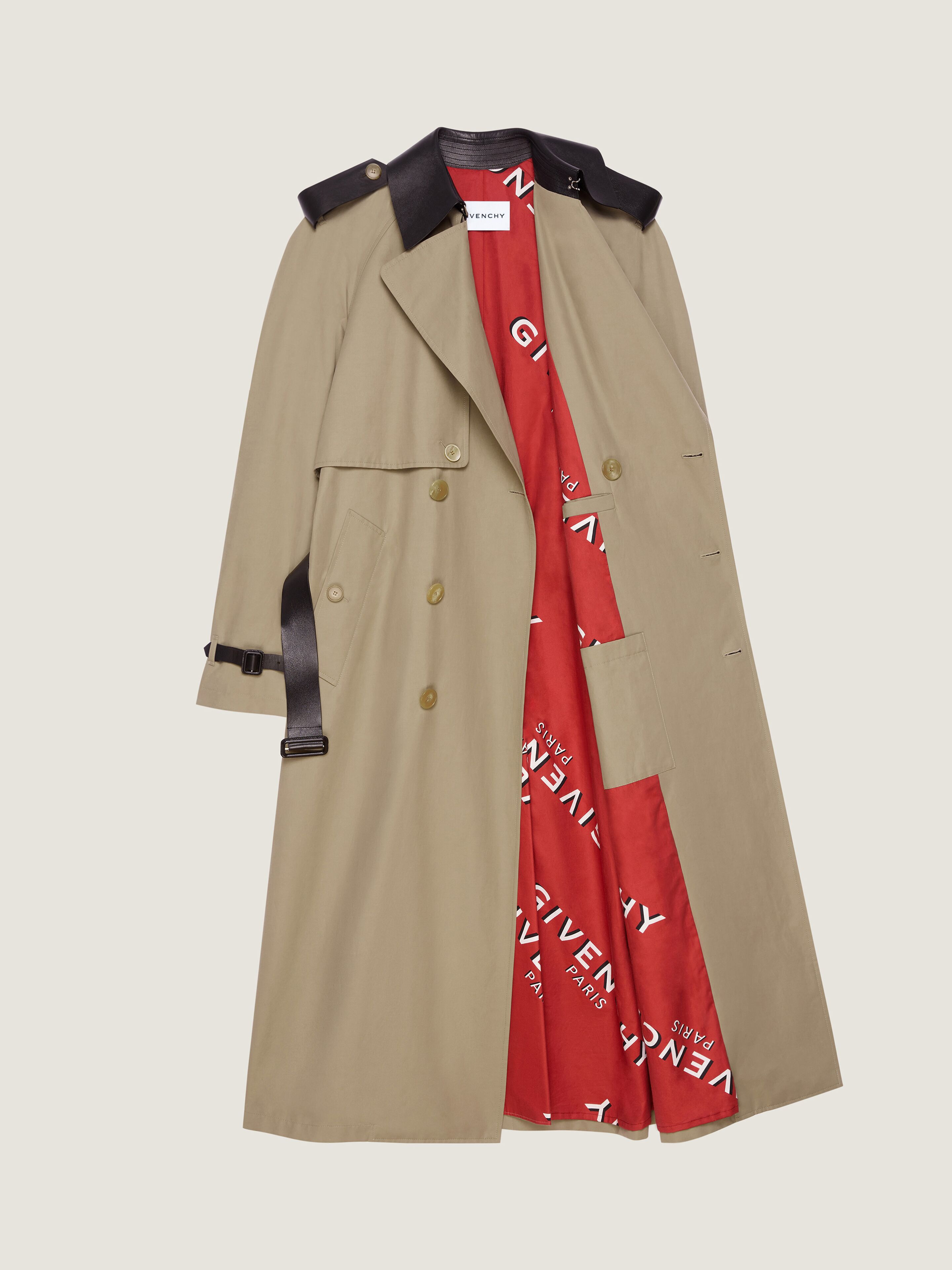 TRENCH-COAT IN COTTON WITH LEATHER DETAILS - 5