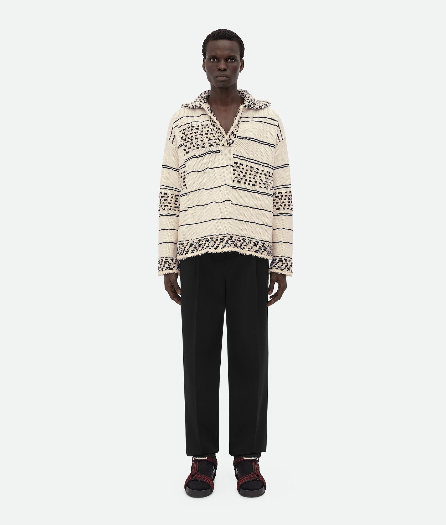 Cotton And Wool Textured Jumper - 1