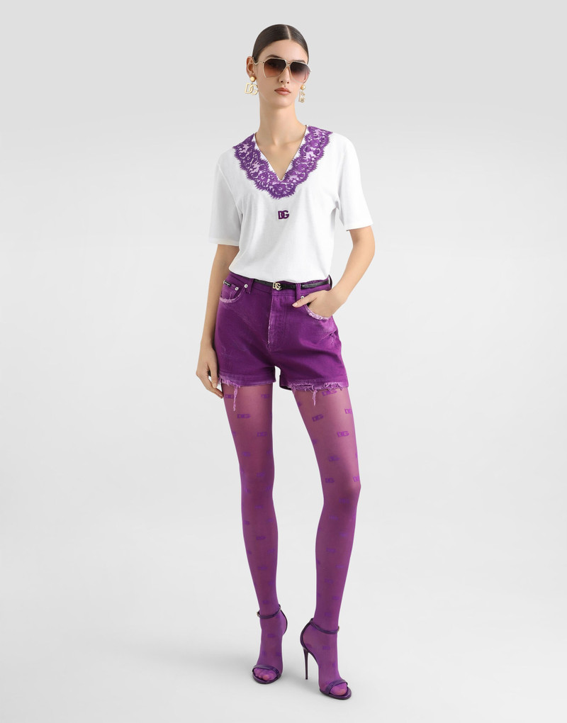 Dolce & Gabbana Jersey t-shirt with lace and DG patch outlook