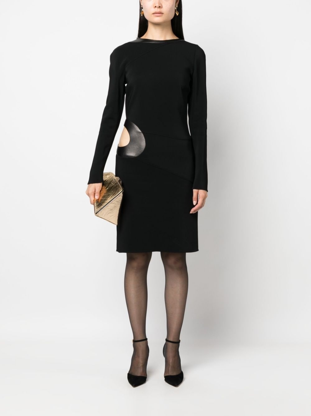 cut-out long-sleeved dress - 2