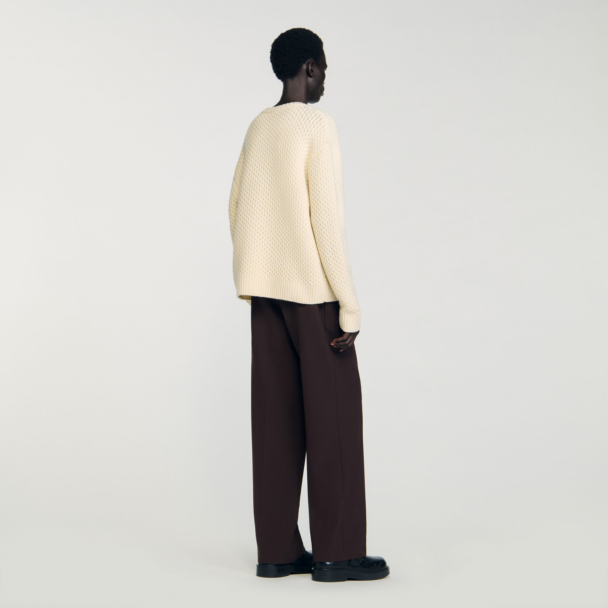 HONEYCOMB STITCH WOOL SWEATER - 5