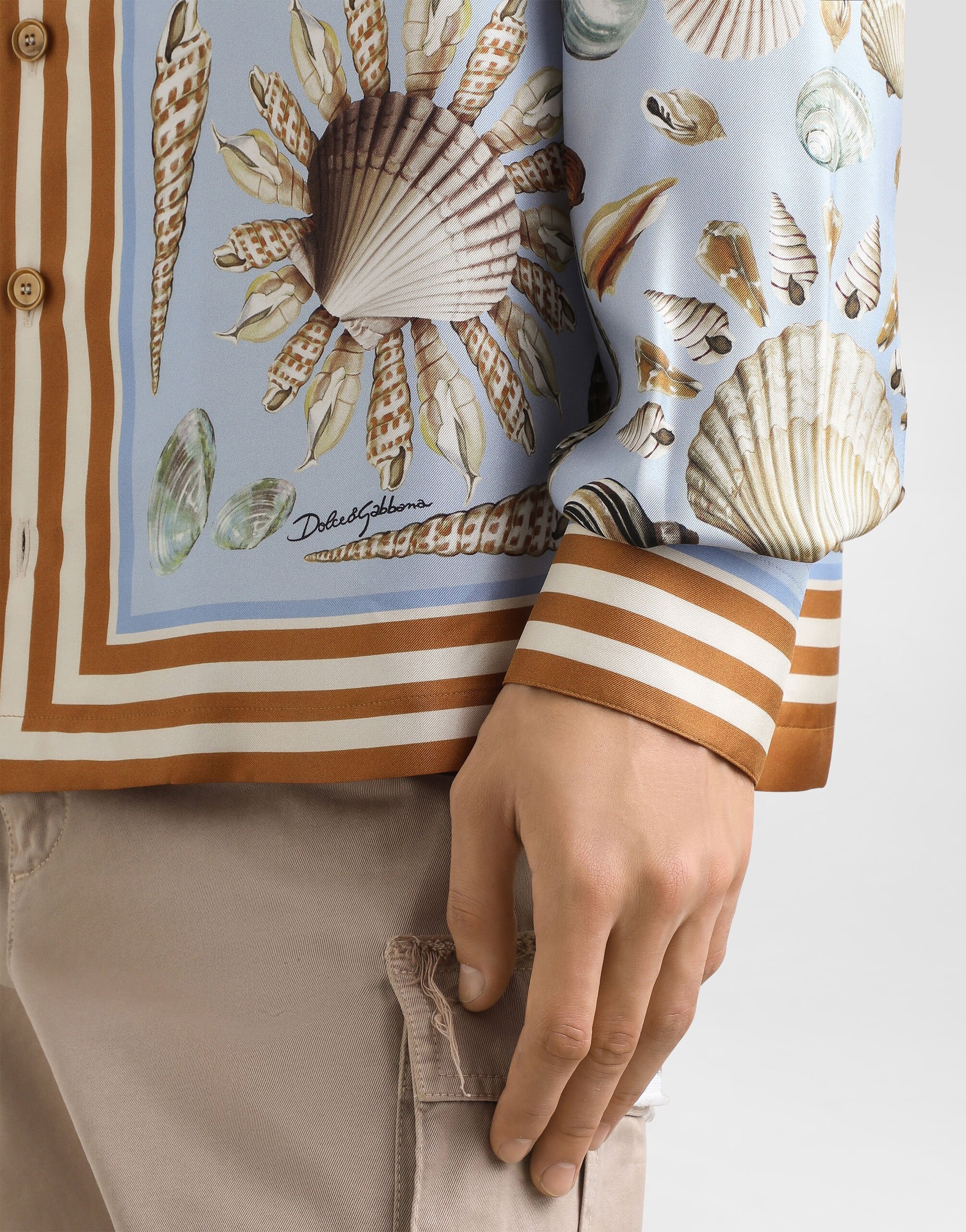 Shell-print silk twill vanity shirt - 5